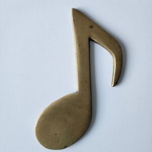 VTG Brass‎ Music Note Paperweight Eighth Quaver Patina Musician Gift 1970s Retro